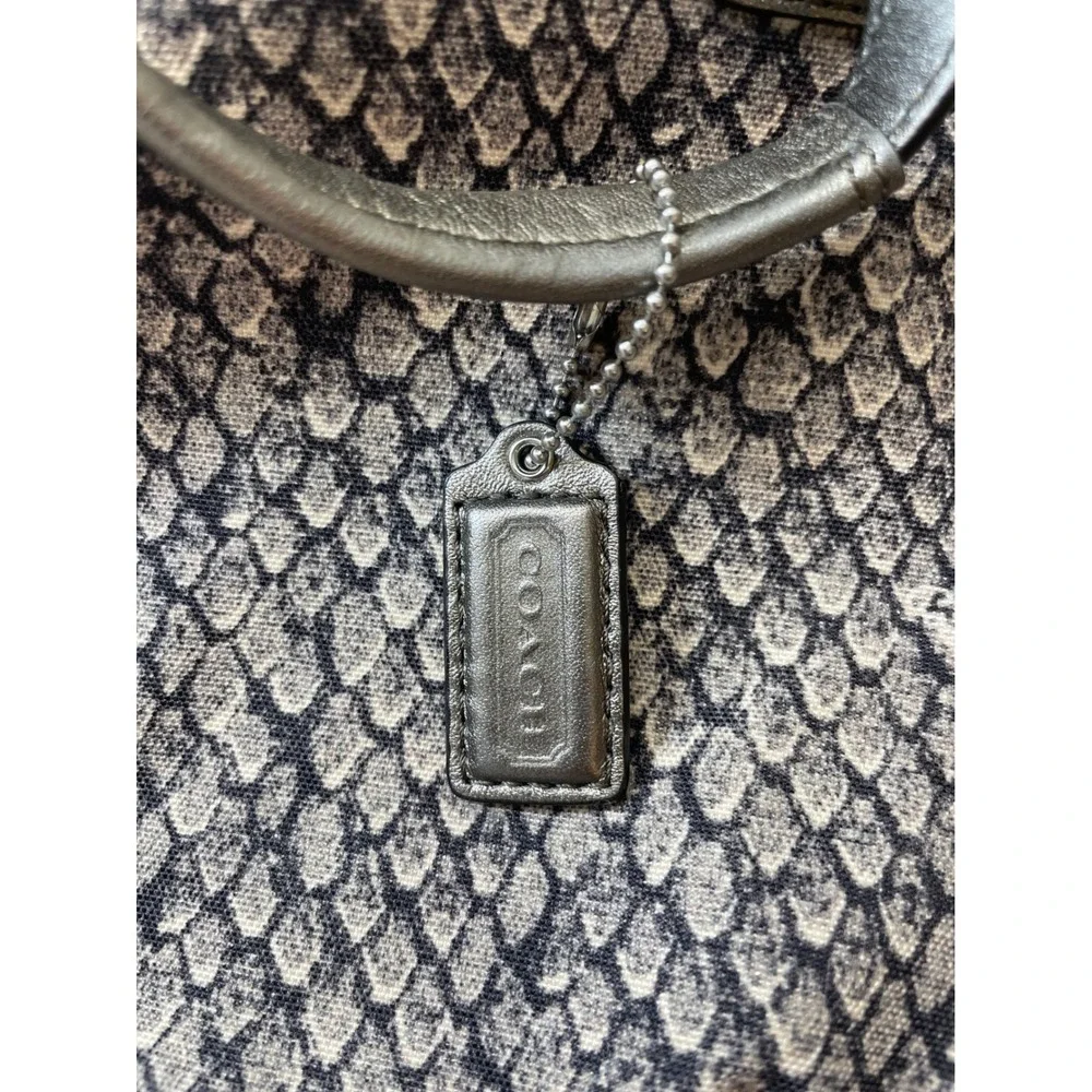 Coach Signature Snakeskin Print Satchel Bag Pewter Accents Shoulder‎ Bag